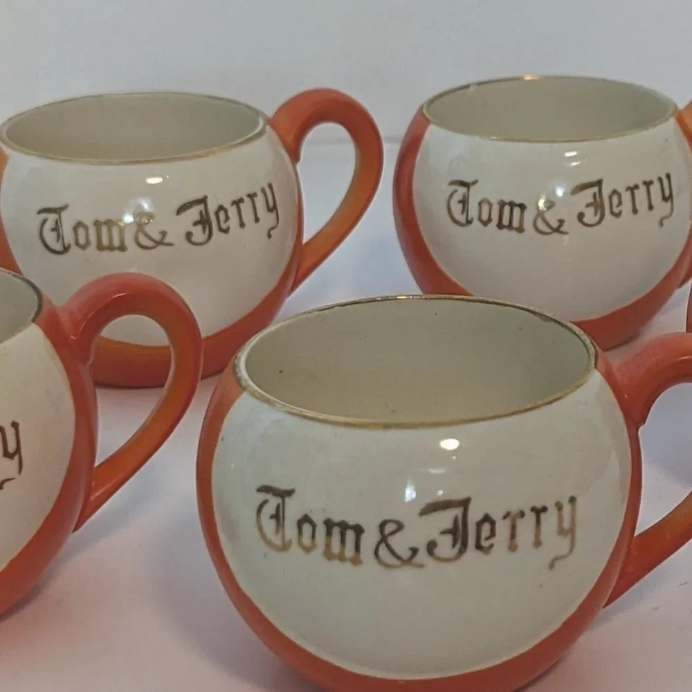 Tom & Jerry Tea Coffee Cup Occupied Japan Vintage‎ Shofu Set of 5 Gold Rim